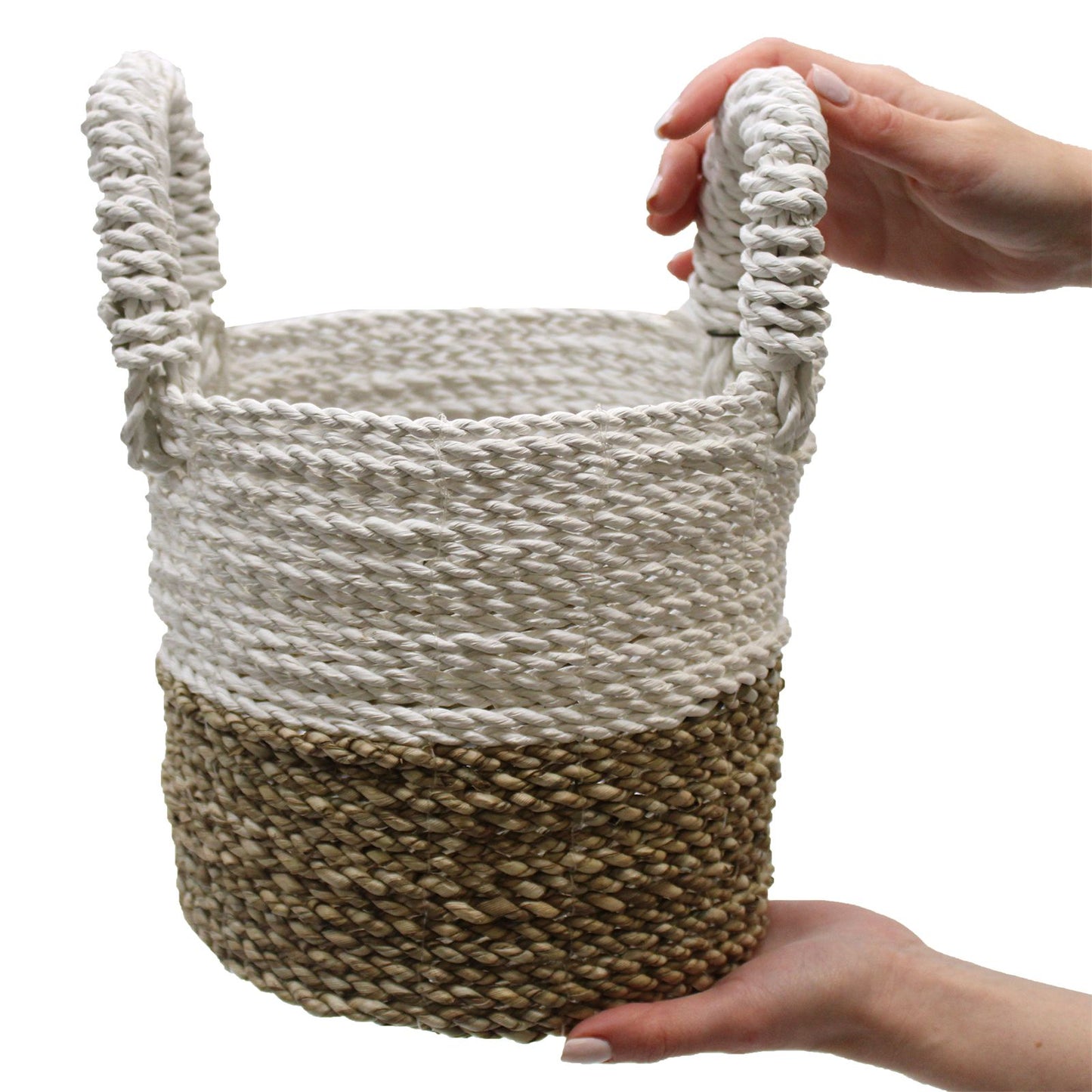 Conjunto 3 Cestas Algas Marinhas Laranja Natural Branco | Hoc Sensu