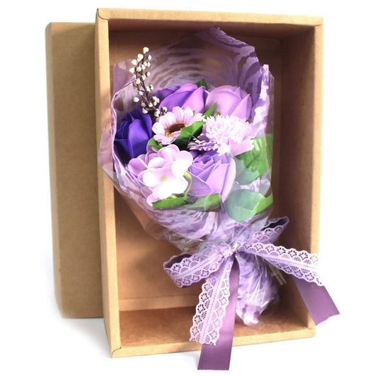Bouquet de Flores de Sabonete em Caixa - Roxo - Hoc Sensu