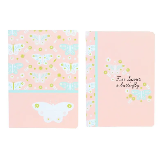 Caderno A5 agrafado Ancor b'log butterflies 2024  - quadriculado - Hoc Sensu