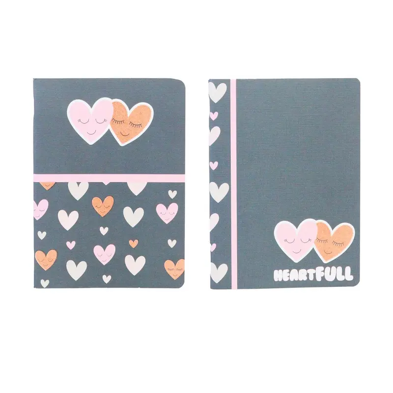 Caderno A5 agrafado Ancor b'log hearts 2024 - quadriculado - Hoc Sensu