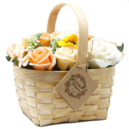 Cesta de Vime Bouquet de Flores de Sabão - Laranja - Grande - Hoc Sensu