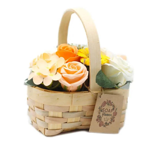 Cesta de Vime Bouquet de Flores de Sabão - Laranja - Médio - Hoc Sensu