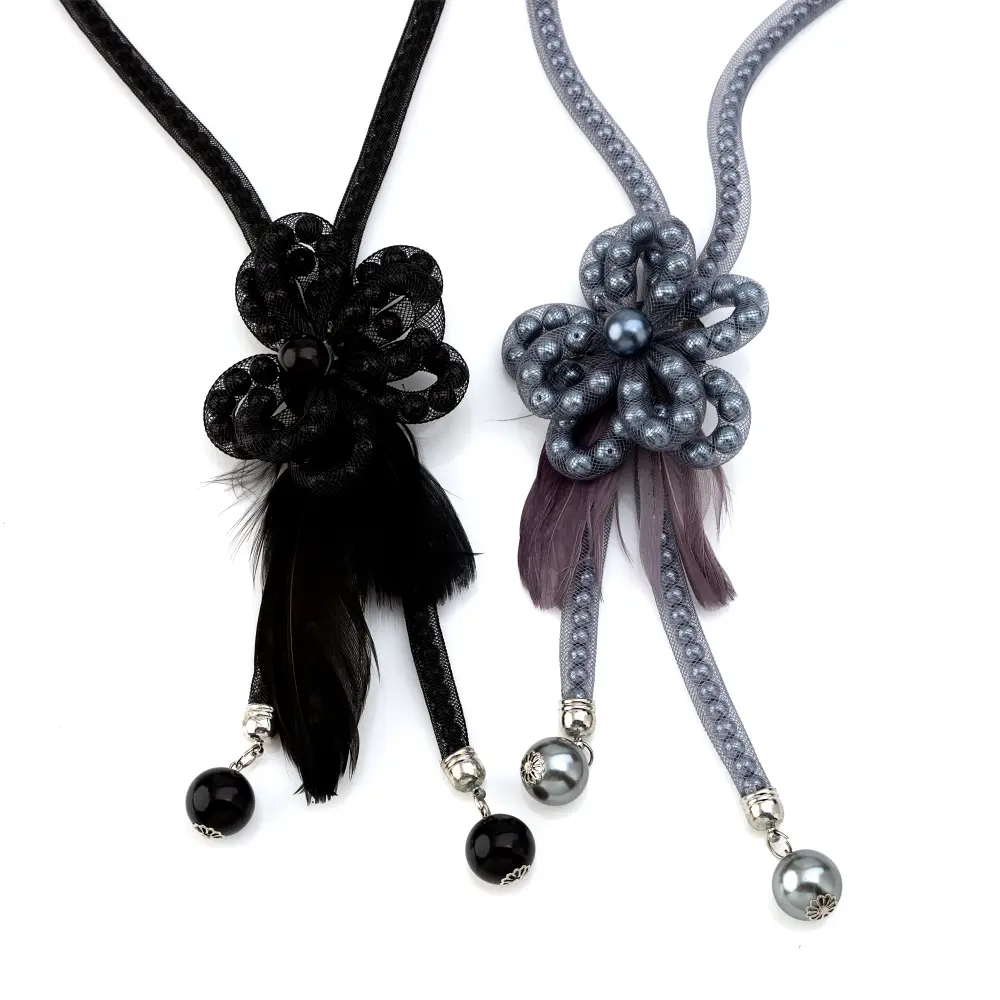 Colar Longo Bijuteria cinzento CLR505 - Hoc Sensu