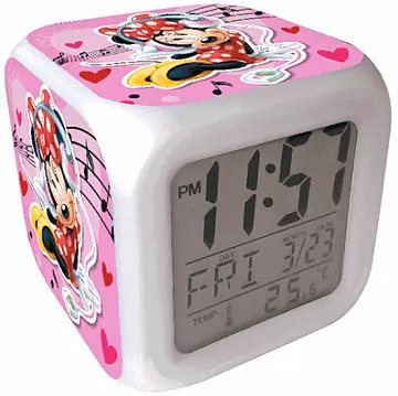 Despertador Digital 8cm com Mudança de Cor de MINNIE MOUSE - Hoc Sensu