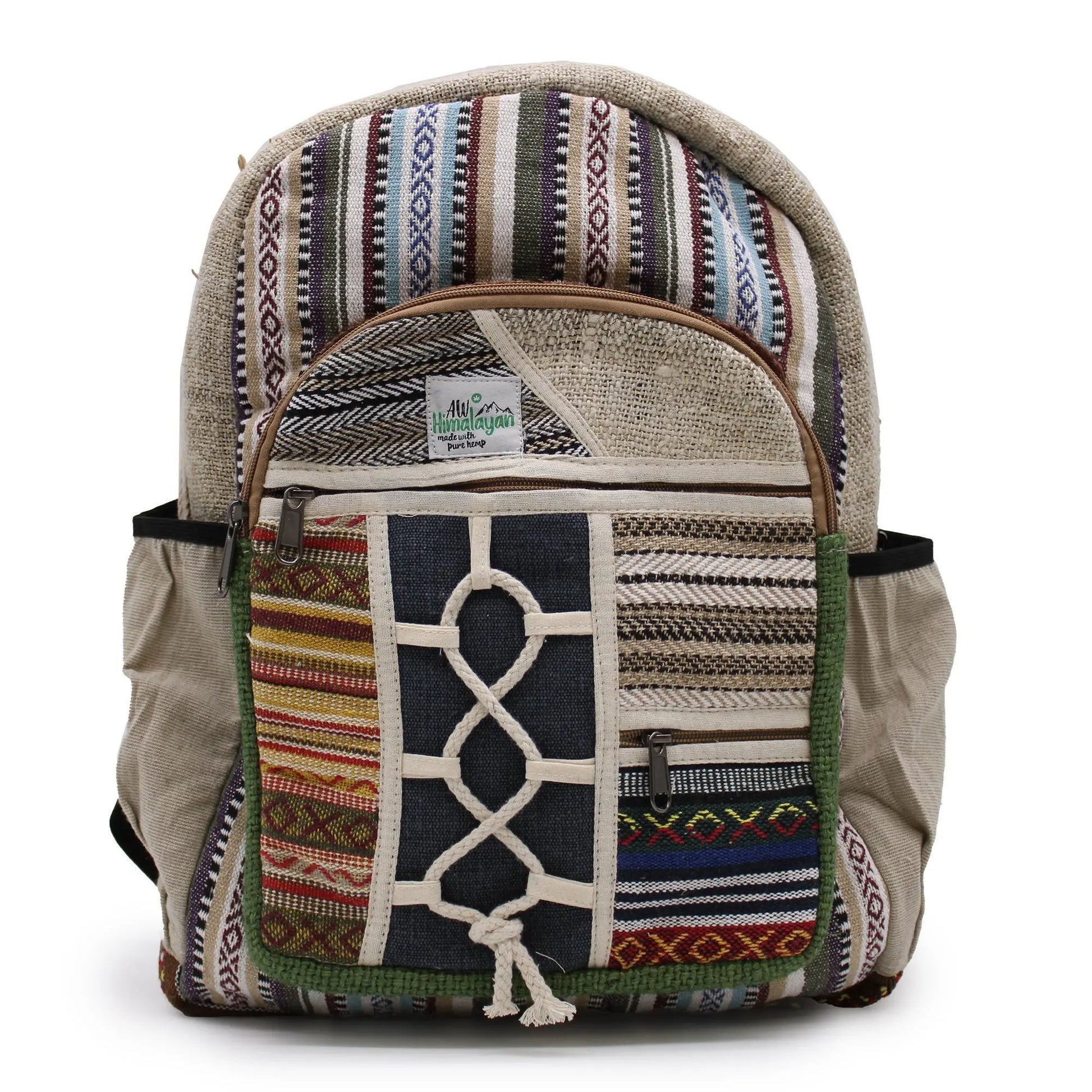 Mochila Grande - Estilo Corda e Bolsos hempb-13 Mochilas de algodão - asiáticas Mochilas