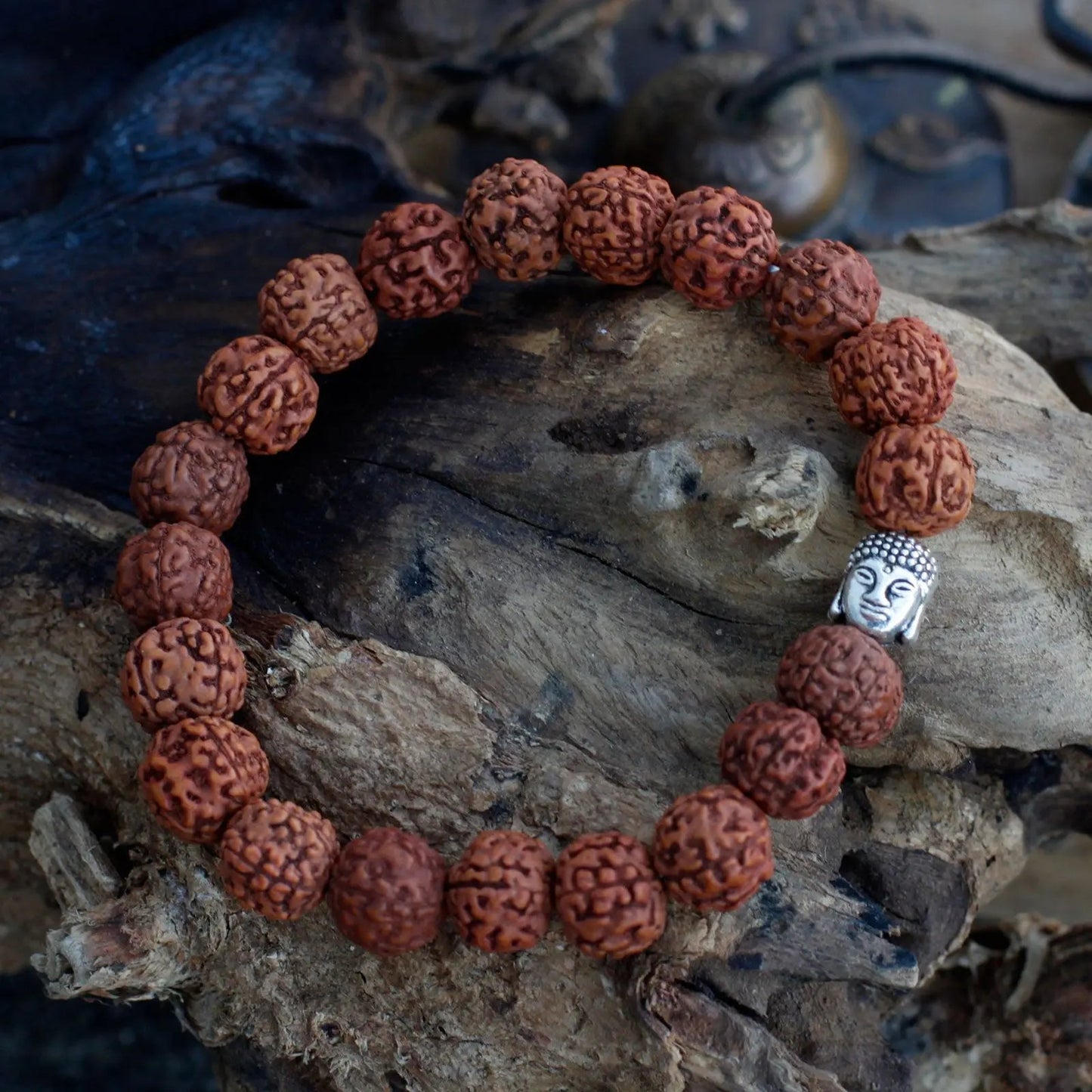 Pulseira de Rudraksha - Japa Mala - Natural - Hoc Sensu