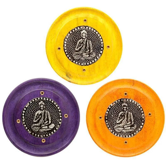 Queimador de Incenso redondo em madeira MANGO - Buda - Hoc Sensu