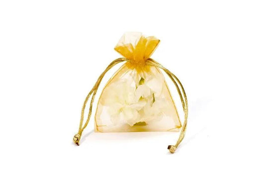 SACO TECIDO ORGANZA 12CM X 17CM OURO - Hoc Sensu