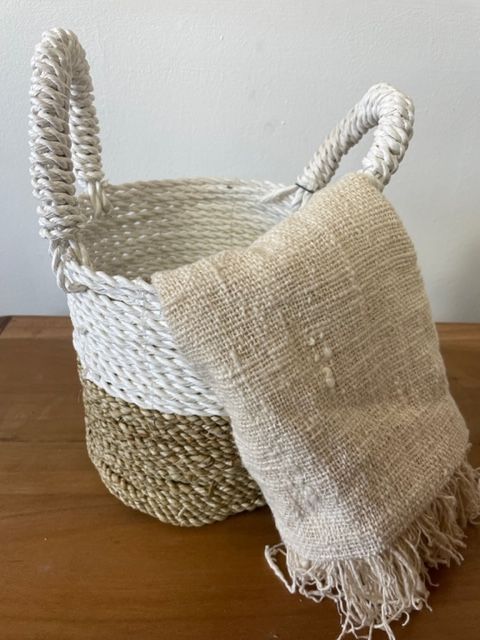 Conjunto de 3 Cestas de Algas Marinhas - Branco Natural