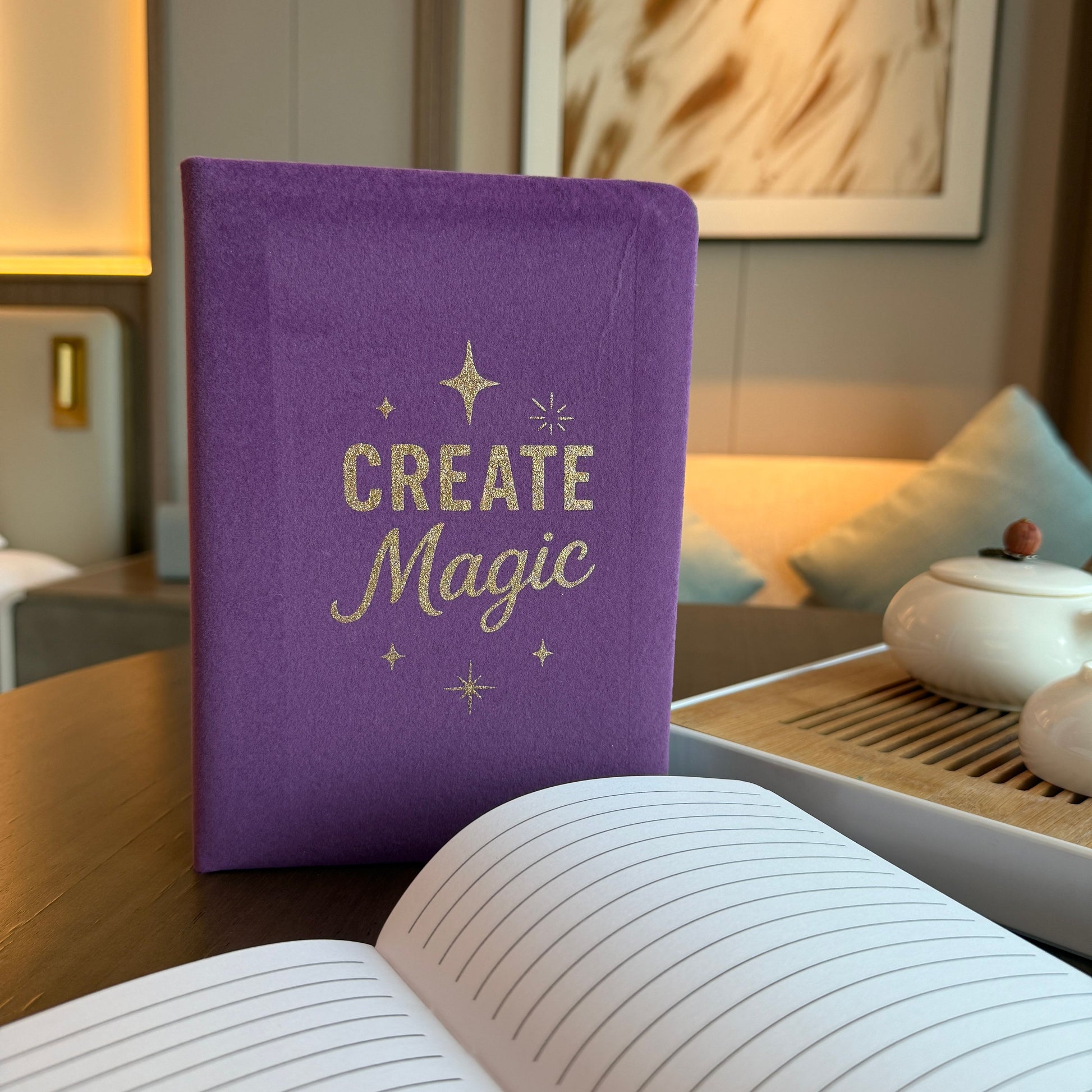 Caderno Veludo Roxo 80 Páginas Cria Magia - Hoc Sensu