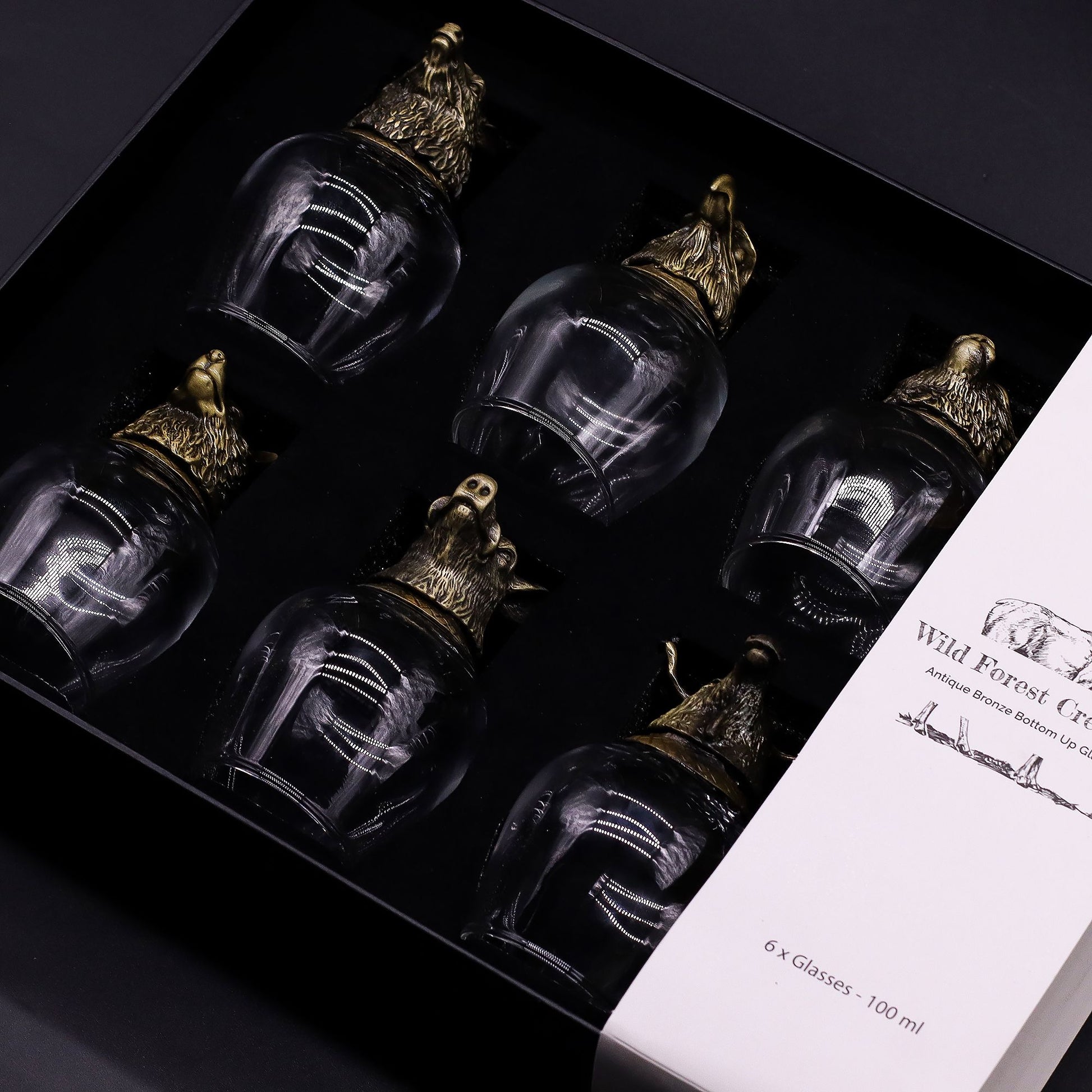 Conjunto de 6 Copos de Shot (50ml) - Criaturas Místicas - Bronze Antigo