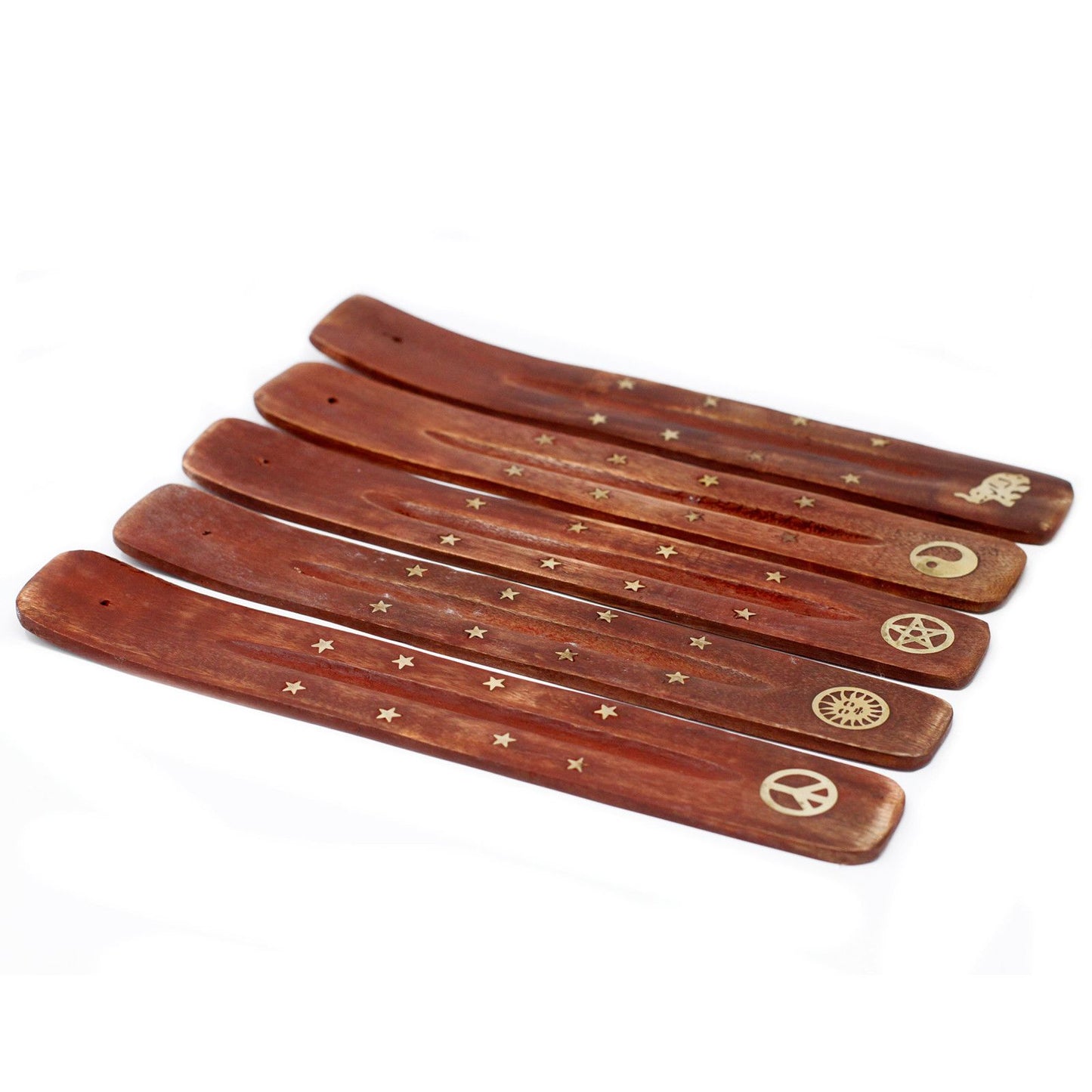 Queimador de Incenso em Madeira de Manga com Latão