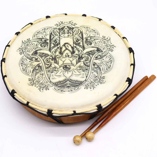 Tambor Xamânico Hamsa com Baqueta - 30cm - [hoc Sensu]