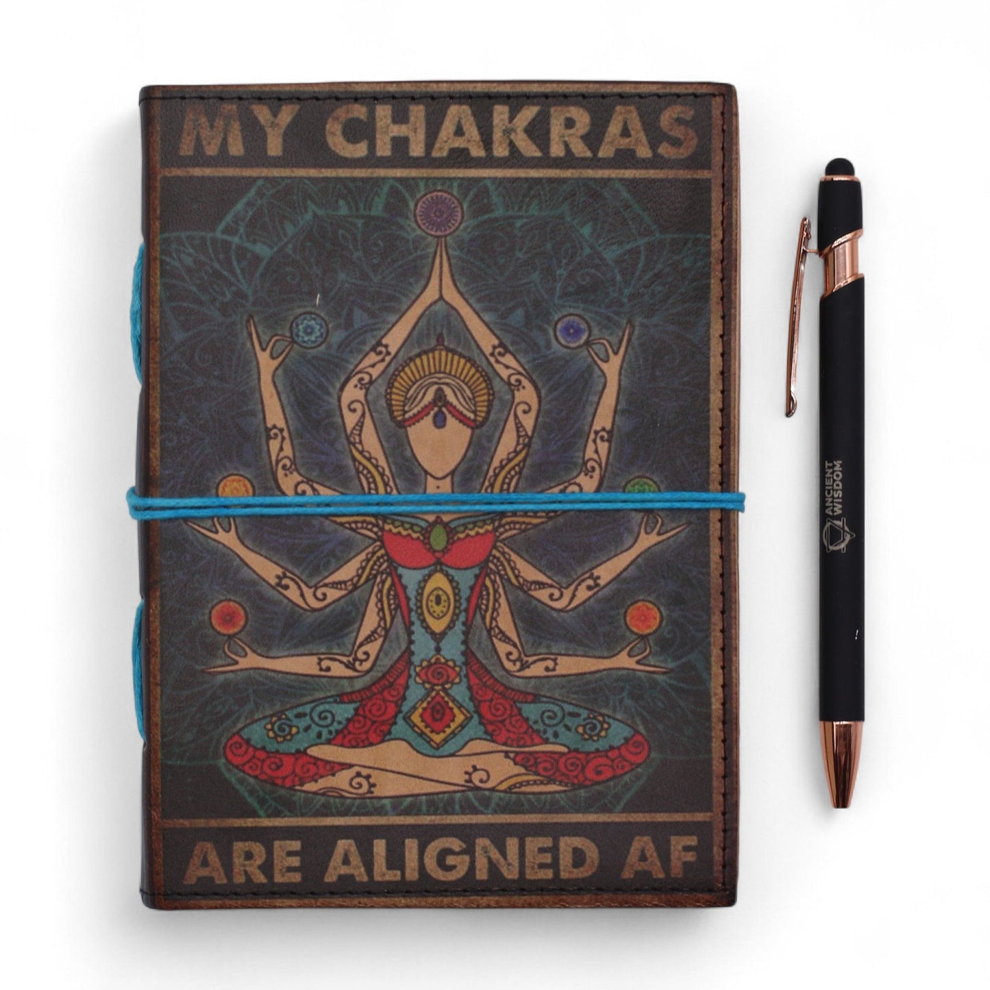 Caderno Couro Chakras Alinhados 200 Páginas 17,8cm - Hoc Sensu
