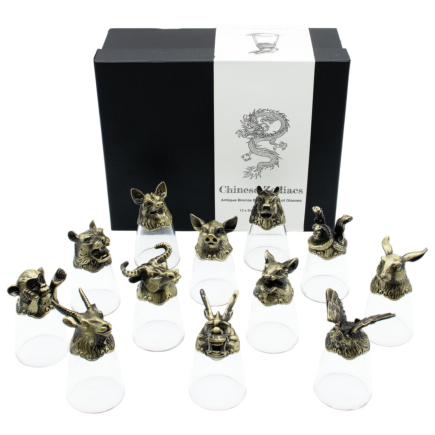 Copos de Shot Bottom Up (25ml) - Floresta e Criaturas Místicas - Bronze Antigo