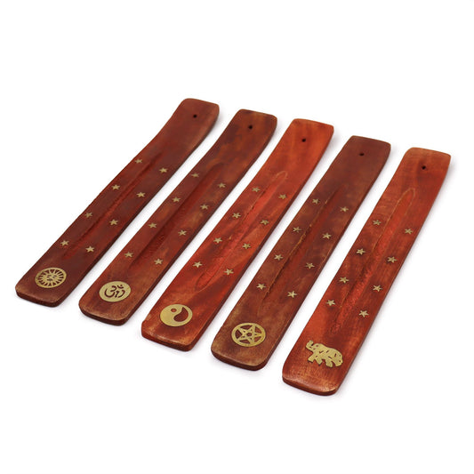 Queimador de Incenso em Madeira de Manga com Latão