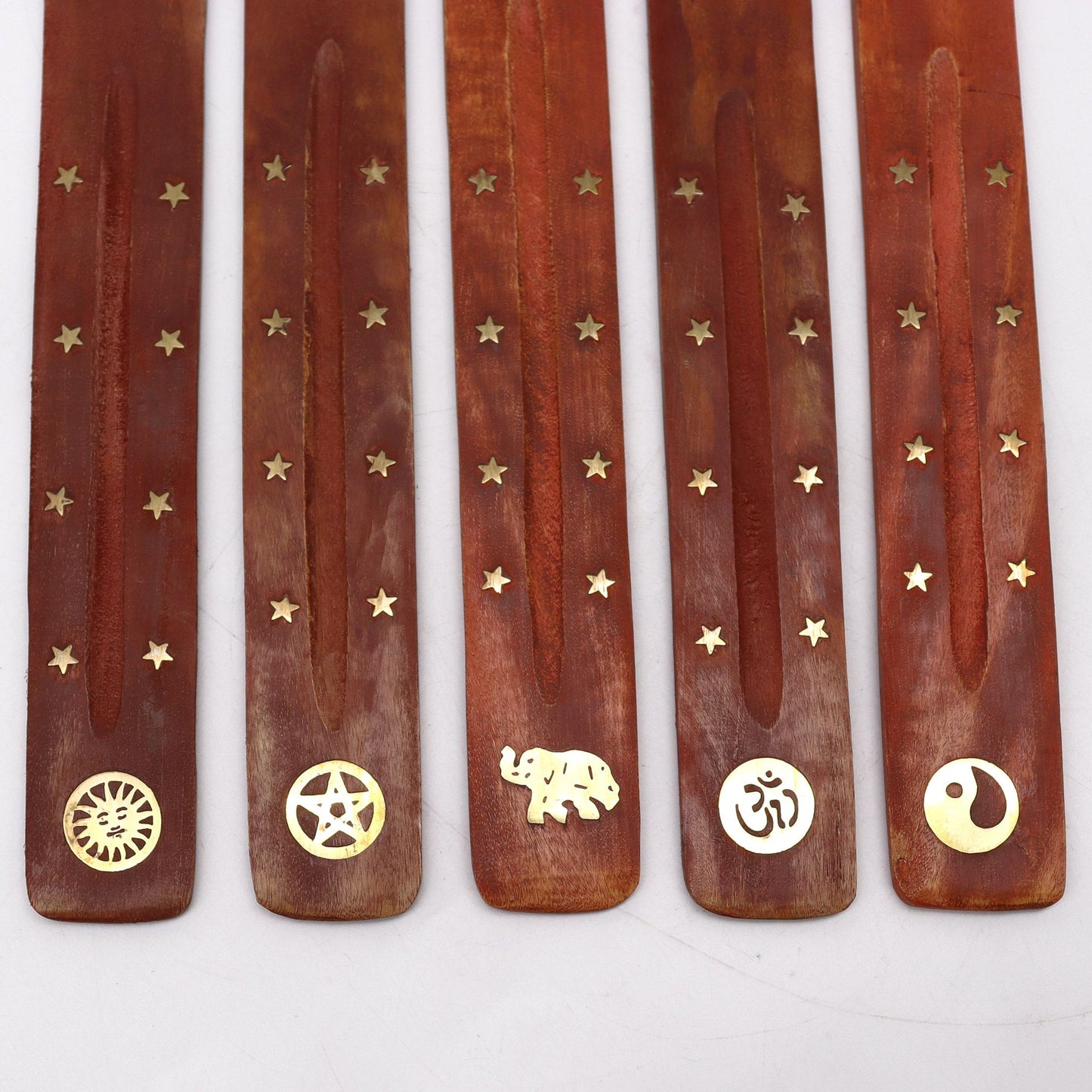 Queimador de Incenso em Madeira de Manga com Latão