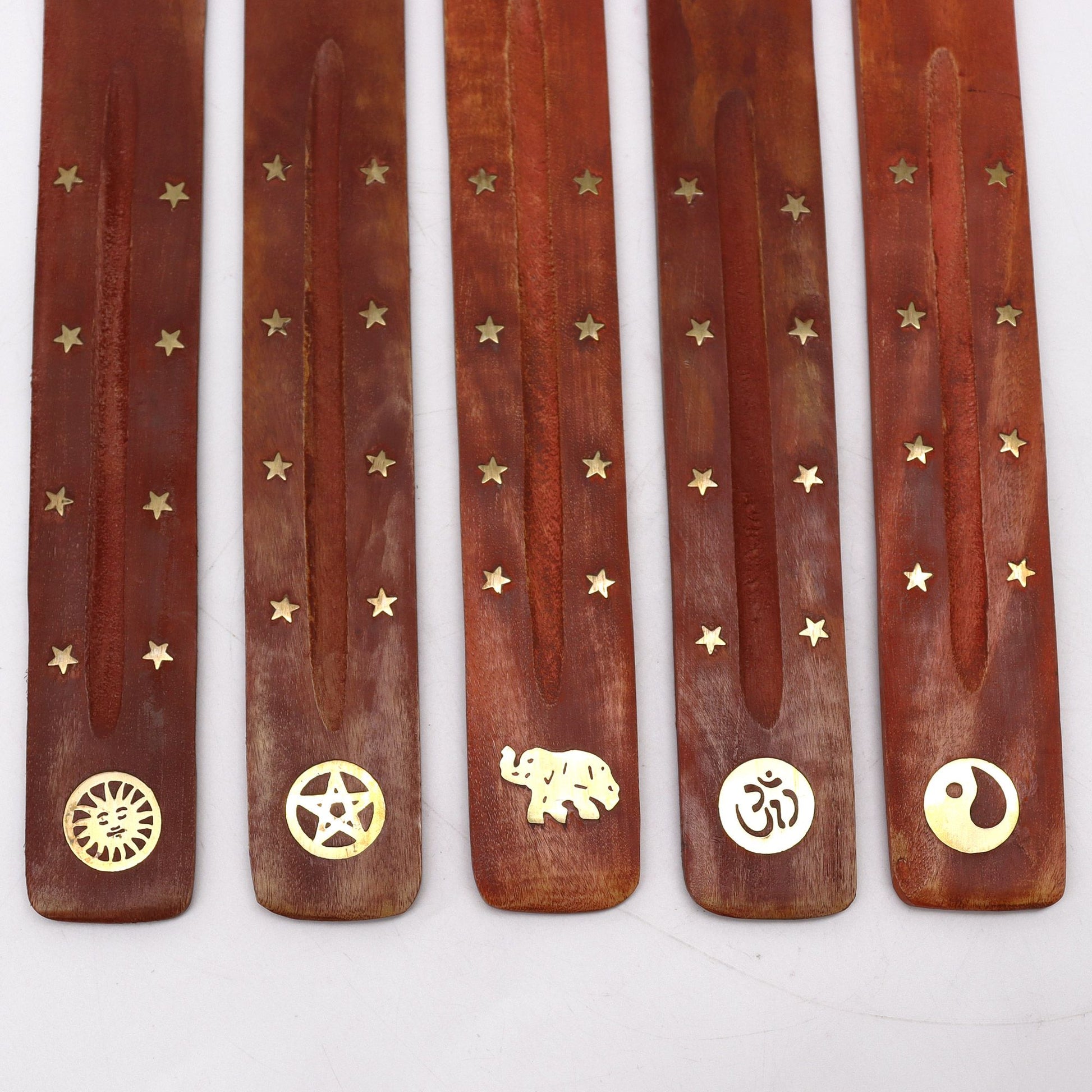 Queimador de Incenso em Madeira de Manga com Latão