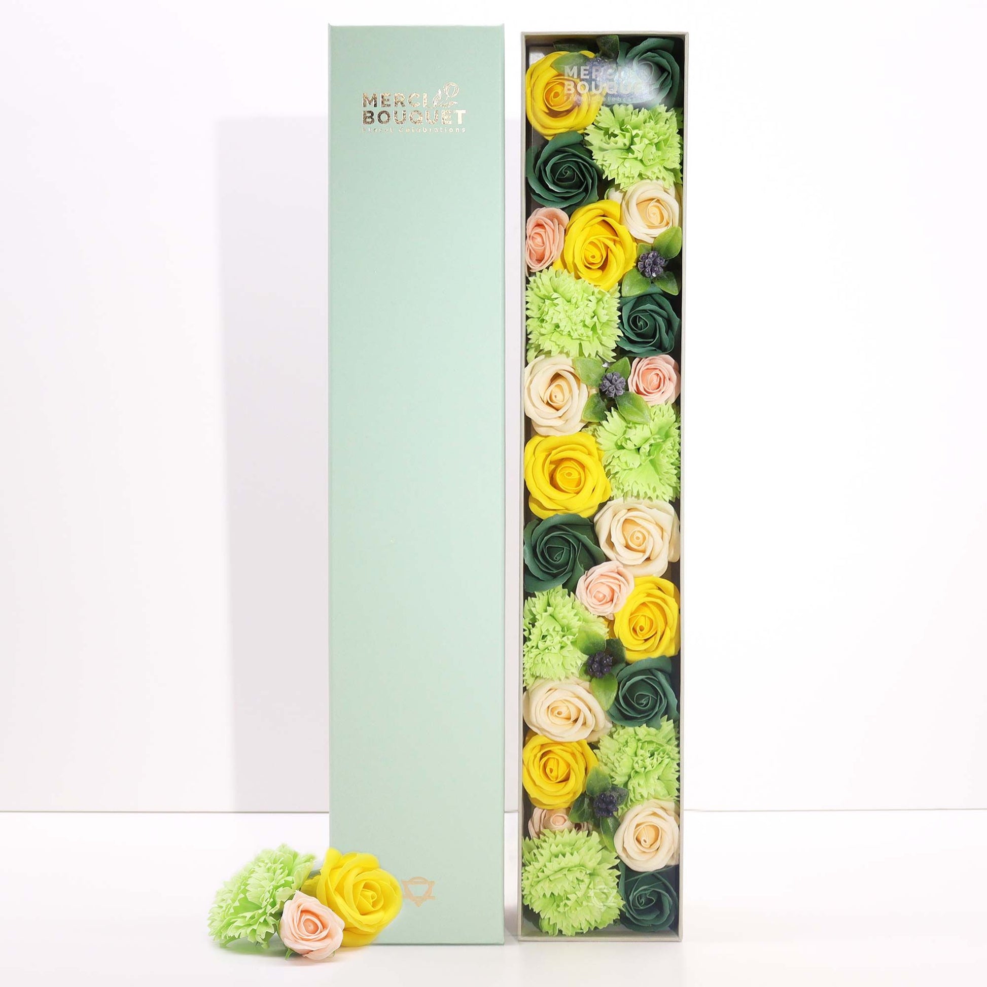 Flores de Sabão - Caixa Extra Larga Celebrações de Primavera - Amarelo e Verde - Hoc Sensu