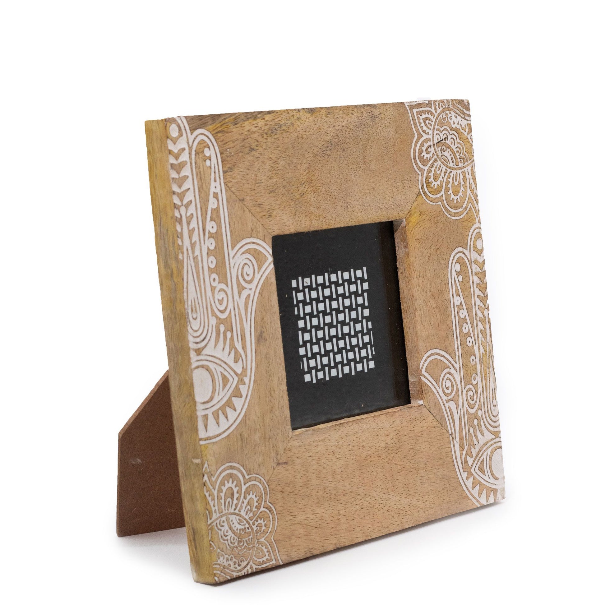 Moldura Madeira Mango 10x15cm - Hamsa Branco