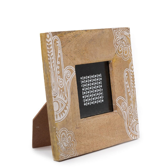 Moldura Madeira Mango 10x15cm - Hamsa Branco