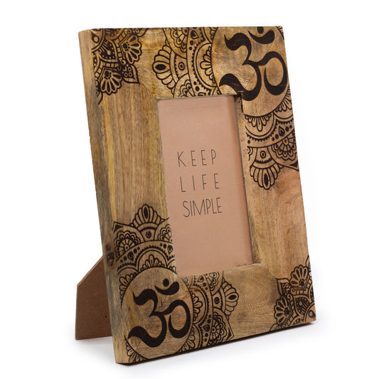 Moldura Madeira Mango 10x15cm - Mandala Preto 26cm - Hoc Sensu