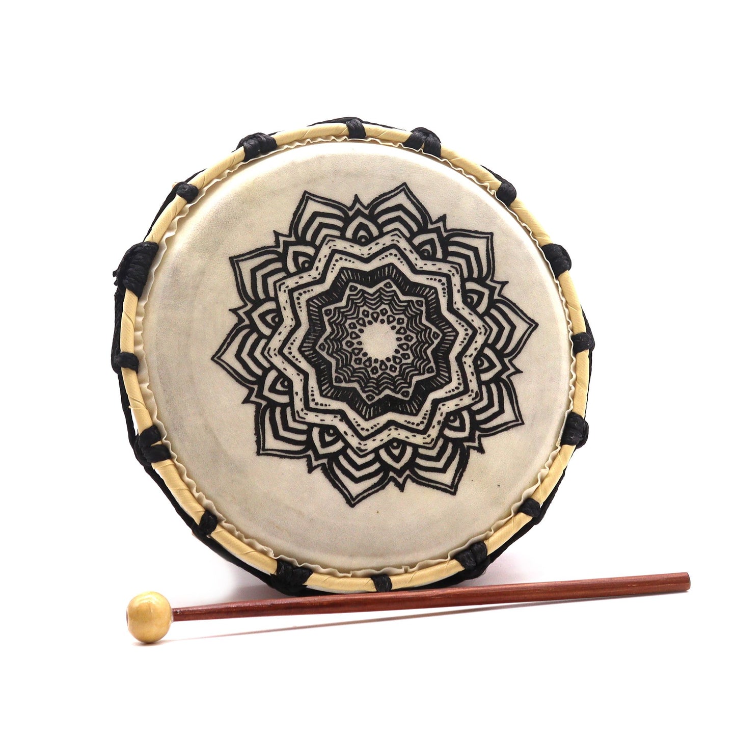 Tambor Xamânico Mandala com Baqueta - 20cm