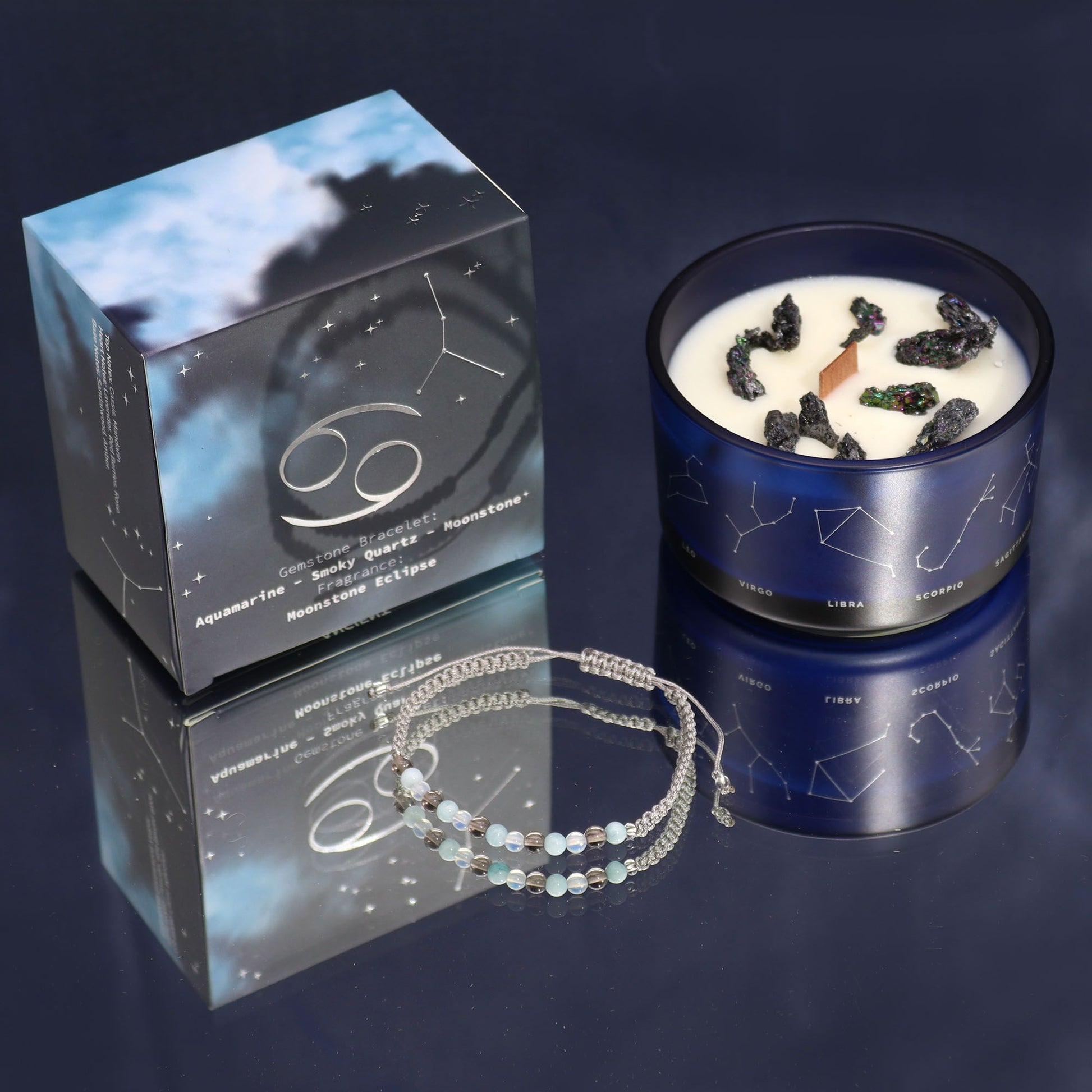 Vela Zodíaco Caranguejo com Pulseira de Cristais