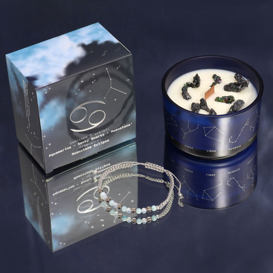 Vela Zodíaco Caranguejo com Pulseira de Cristais