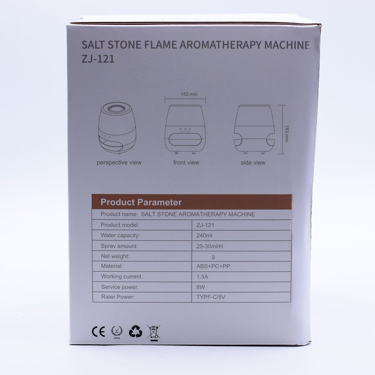 Difusor de Aroma Pedra de Sal - Efeito Chama - USB Branco