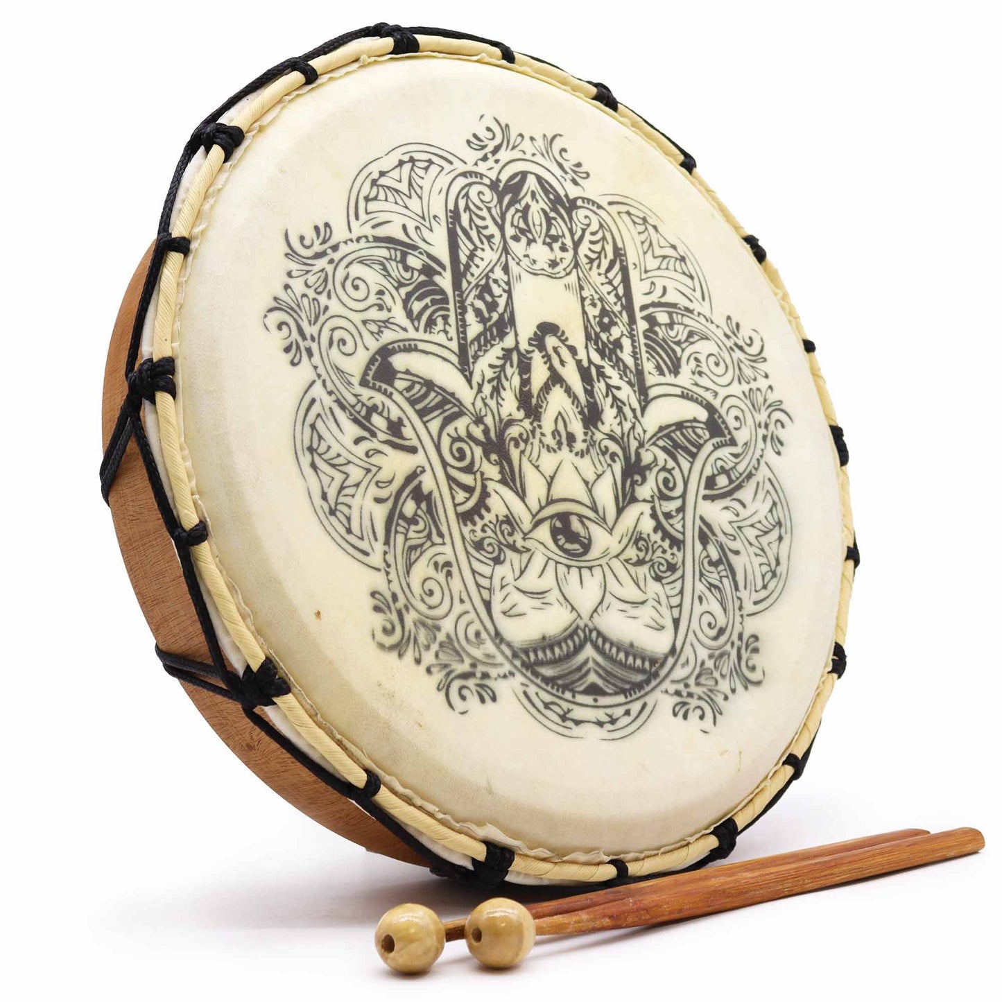 Tambor Xamânico Hamsa com Baqueta - 30cm - [hoc Sensu]