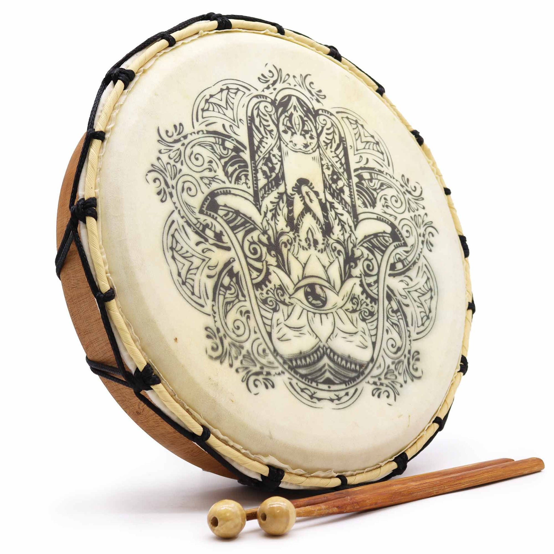 Tambor Xamânico Hamsa com Baqueta - 30cm - [hoc Sensu]