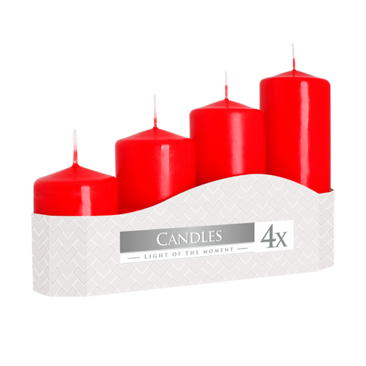 Conjunto de 4 Velas Pilares 50mm Vermelho